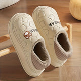 Women's Bear-Patterned Thick Sole Cotton Slippers - Beige - Size 10(AU10/EU41)