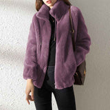 Women's  Faux Fur Jacket | Trendy & Warm Coat - Green - Size S(AU S/EU46) In Australia - Darrahopens