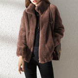 Women's  Faux Fur Jacket | Trendy & Warm Coat - Purple - Size L(AU L/EU50)