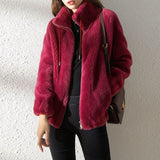 Women's  Faux Fur Jacket | Trendy & Warm Coat - Purple - Size XL(AU XL/EU52)