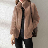 Women's  Faux Fur Jacket | Trendy & Warm Coat - Purple - Size 2XL(AU 2XL/EU54) In Australia - Darrahopens