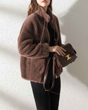 Women's  Faux Fur Jacket | Trendy & Warm Coat - Burgundy - Size L(AU L/EU50) In Australia - Darrahopens