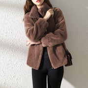 Women's  Faux Fur Jacket | Trendy & Warm Coat - Burgundy - Size L(AU L/EU50)