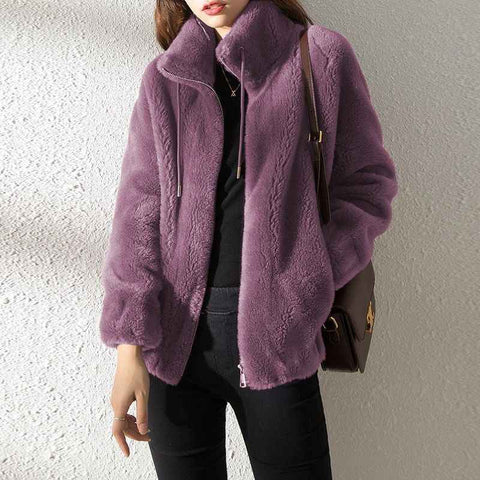 Women's  Faux Fur Jacket | Trendy & Warm Coat - Khaki - Size S(AU S/EU46) In Australia - Darrahopens