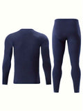 Men's Thermal Underwear Set 2-Piece Long Sleeve Top & High-Waist Pants - Blue - Size S(AU S/EU46) In Australia - Darrahopens