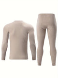 Men's Thermal Underwear Set 2-Piece Long Sleeve Top & High-Waist Pants - Blue - Size S(AU S/EU46)