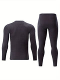 Men's Thermal Underwear Set 2-Piece Long Sleeve Top & High-Waist Pants - Gray - Size S(AU S/EU46)
