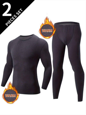Men's Thermal Underwear Set 2-Piece Long Sleeve Top & High-Waist Pants - Gray - Size L(AU L/EU50) In Australia - Darrahopens