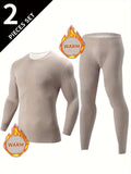 Men's Thermal Underwear Set 2-Piece Long Sleeve Top & High-Waist Pants - Gray - Size 2XL(AU 2XL/EU54)