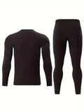 Men's Thermal Underwear Set 2-Piece Long Sleeve Top & High-Waist Pants - Beige - Size L(AU L/EU50)