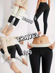 Solid Color Thickened Casual Sports Leggings - Black - Size 14(AU14/EU42)
