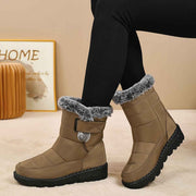 Women's Faux-Fur Trimmed Snow Boots - Coffee - Size 12(AU12/EU40) In Australia - Darrahopens