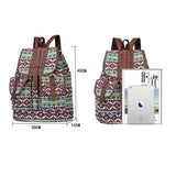 Brown Gray Bohemian Backpack Canvas Backpack Retro Tribal Patterns Leather Strap Backpack In Australia - Darrahopens