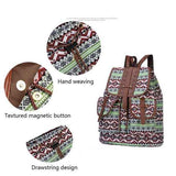 Brown Gray Bohemian Backpack Canvas Backpack Retro Tribal Patterns Leather Strap Backpack In Australia - Darrahopens
