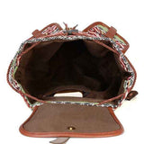 Brown Gray Bohemian Backpack Canvas Backpack Retro Tribal Patterns Leather Strap Backpack In Australia - Darrahopens