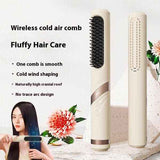 Blue Red Portable Hair Straightening Brush USB Rechargeable Hair Straightener Cold Air In Australia - Darrahopens
