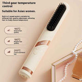Blue Red Portable Hair Straightening Brush USB Rechargeable Hair Straightener Cold Air In Australia - Darrahopens