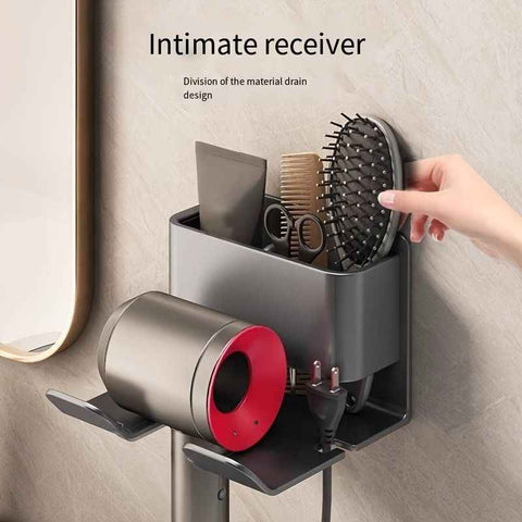 Wall-Mounted Hair Dryer Holder with Storage Compartment In Australia - Darrahopens