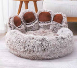 Large Round Dog Bed with Paw Design, Double-Silk Coffee Fleece In Australia - Darrahopens