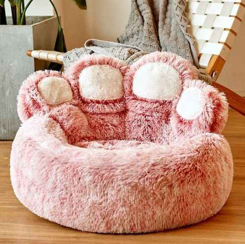 Red Double-Silk Red Fleece Dog Bed with Paw Design, 90cm Diameter In Australia - Darrahopens