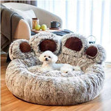Gray Double-Strands Grey Furry Dog Bed with Paw Design, 90cm In Australia - Darrahopens