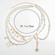 Pearl and Shell Waist Chain, Women's Beach-Inspired Jewelry