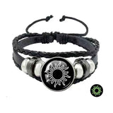 Luminous Sun and Moon Couple Bracelet - Night Light with Woven Leather Jewelry, Suitable for Couples, Adjustable Long Distance Love Gift In Australia - Darrahopens