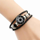 Luminous Sun and Moon Couple Bracelet - Night Light with Woven Leather Jewelry, Suitable for Couples, Adjustable Long Distance Love Gift In Australia - Darrahopens