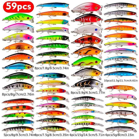 59 - piece Fishing Lure Set - High - Quality, Trending & Hot - Selling! Free Shipping In Australia - Darrahopens