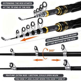 Proberus fishing rod reel set, including spinning reel, 2.4-meter fishing rod, fishing line, artificial bait, lead weight hook, complete set with storage bag In Australia - Darrahopens