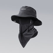 2 pcs (hat + mask) Outdoor wide-brimmed sun hat, pure color foldable hat brim, beach fishing hat, suitable for beach fishing hiking, outdoor work, breathable, drawstring closure, men's and women's, elastic breathable mesh ice silk mask can block mosquitoe