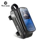 WEST BIKING Large Capacity Bike Front Handle Bag - Heavy-duty nylon and EVA structure, with zipper storage space, can accommodate 7-inch mobile phone, 7-inch tablet, tools - compatible with road bike, mountain bike, safety zipper closure