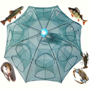 1 piece foldable hexagonal fishing net, various sizes - portable PA nylon net, suitable for mackerel, red crab, crab, etc. - dark green, easy outdoor fishing tool, suitable for Father's Day and holidays, fishing net