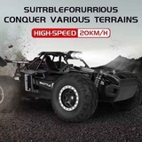 All terrain electric toy car, 1:16 scale model car, 2.4GHz R / C off-road car, top speed of 20 km / h, with headlights and shock absorbers, suitable for birthday gifts for boys over 3 years old
