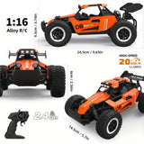 All terrain electric toy car, 1:16 scale model car, 2.4GHz R / C off-road car, top speed of 20 km / h, with headlights and shock absorbers, suitable for birthday gifts for boys over 3 years old