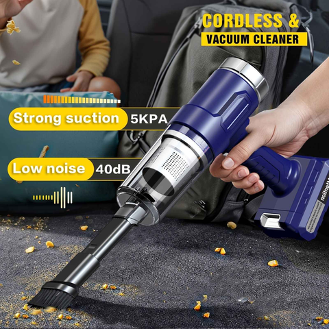 New upgraded wireless handheld car vacuum cleaner, rechargeable, 10000 Pa super strong suction power, two 2000mAh long-lasting batteries, washable dual filter, low noise, suitable for cars and homes, portable and durable car vacuum cleaner Car vacuum clea