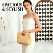 "Yuanqi Checkerboard" Warm Yellow tote bag | Two-in-one handbag and cross-body bag, can hold sunshine and trivial matters, the first choice for energetic commuting