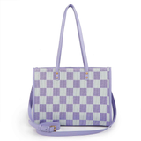 "Taro Mud Chessboard" light purple tote bag | two-in-one handbag and cross-body bag, can hold a computer + documents + girly heart, gentle to the point of breaking the rules