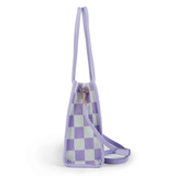 "Taro Mud Chessboard" light purple tote bag | two-in-one handbag and cross-body bag, can hold a computer + documents + girly heart, gentle to the point of breaking the rules