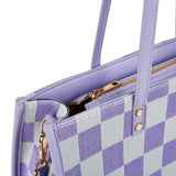 "Taro Mud Chessboard" light purple tote bag | two-in-one handbag and cross-body bag, can hold a computer + documents + girly heart, gentle to the point of breaking the rules