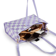 "Taro Mud Chessboard" light purple tote bag | two-in-one handbag and cross-body bag, can hold a computer + documents + girly heart, gentle to the point of breaking the rules