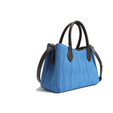 Color-contrast leather shoulder bag | 3D woven pattern small tote, one bag for commuting and shopping
