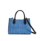 Color-contrast leather shoulder bag | 3D woven pattern small tote, one bag for commuting and shopping