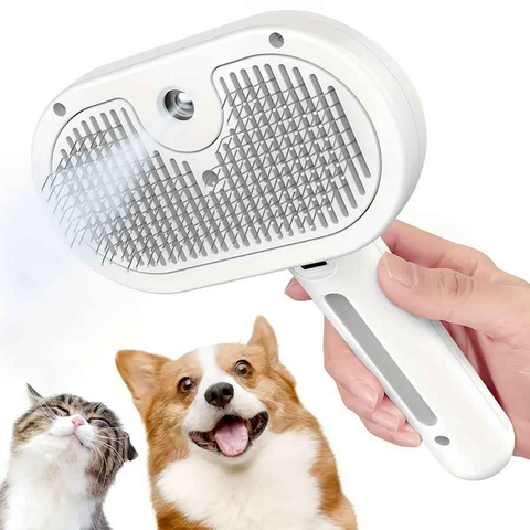 3-in-1 automatic cleaning steam pet brush - anti-static, suitable for long-haired and short-haired cats and dogs grooming tools, remove loose hair and reduce shedding