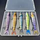 QQNAL5PCS Lure Beginner Set - 7-section sink bait suitable for both fresh and saltwater, stylish swimming style, long-distance casting without breaking the line, comes with a waterproof box, catch all species of bass, trout, and pike in one net.