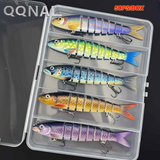 QQNAL5PCS Lure Beginner Set - 7-section sink bait suitable for both fresh and saltwater, stylish swimming style, long-distance casting without breaking the line, comes with a waterproof box, catch all species of bass, trout, and pike in one net.