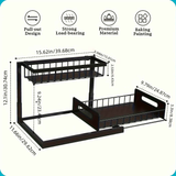 Kitchen sink storage box, pull-out cabinet storage box 2-layer sliding sink rack cabinet storage rack, kitchen bathroom cabinet sink drain storage pull-out frame