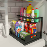 Kitchen sink storage box, pull-out cabinet storage box 2-layer sliding sink rack cabinet storage rack, kitchen bathroom cabinet sink drain storage pull-out frame