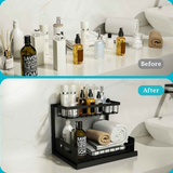 Kitchen sink storage box, pull-out cabinet storage box 2-layer sliding sink rack cabinet storage rack, kitchen bathroom cabinet sink drain storage pull-out frame