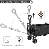 250KG Load Capacity 300L Large Capacity Heavy Duty Foldable Beach Car - All-Terrain Foldable Multi-Functional Handcart with Large Wheels, Side Pockets and Brakes - Durable Oxford Fabric and Stainless Steel Structure, Suitable for Camping, Garden, Sports a